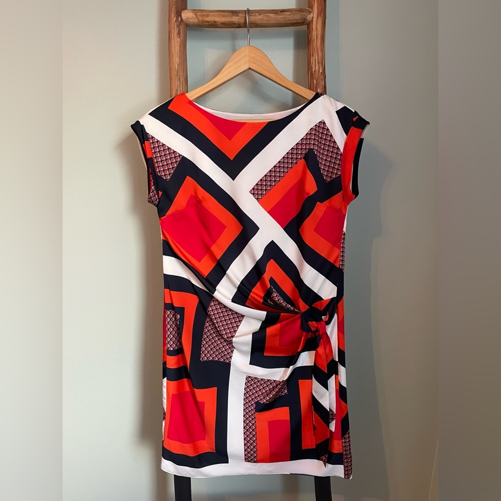 Ann Taylor Geometric Print Dress with Side Tie